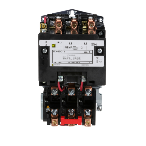 Mayer-DDS-NEMA Motor Starter, Type S, nonreversing, Size 2, 45A, 25 HP at 460 VAC, 5 kA SCCR, 3 phase, 3 pole, melting alloy, 24 VAC coil, open [TAA]-2