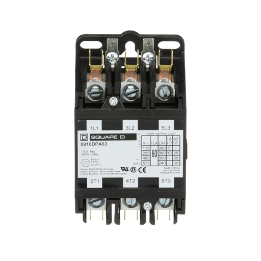 Mayer-DDS-Contactor, Definite Purpose, 60A, 3 pole, 30HP at 575VAC, 3 phase, 110/120VAC 50/60Hz coil, open-2