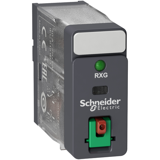 RXG12F7 - interface plug in relay, Harmony Electromechanical Relays, 10A, 1CO, with LED, lockable test but to n, 120V AC