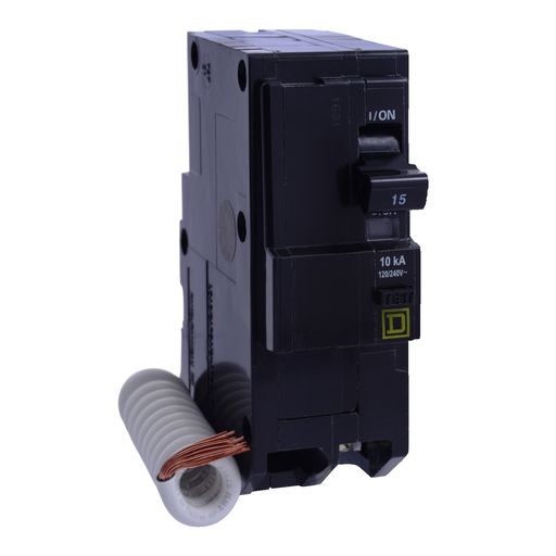 Mayer-DDS-Mini circuit breaker, QO, 15A, 2 pole, 120/240VAC, 10kA, plug in, 30mA grd fault B, ring [TAA]-1