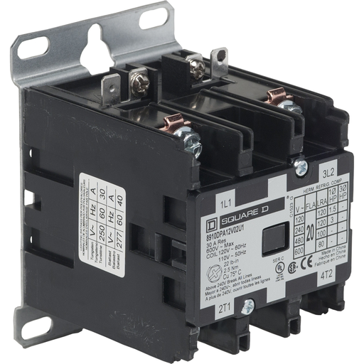 Mayer-DDS-Contactor, Definite Purpose, 20A, 4 pole, 7.5 HP at 575 VAC, 3 phase, 110/120 VAC 50/60 Hz coil, open, UL Listed-1