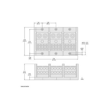 Mayer-DDS-Power distribution block, Linergy, 3 pole, 2 line, 8 load, 760A Cu, 600V-2