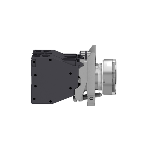 Mayer-DDS-Complete illuminated push button, Harmony XB4 - ATEX D, metal, white flush, 22mm, spring return, booted, 1NO, 24...254V AC/DC-2