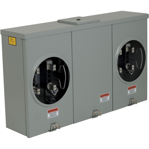 Mayer-DDS-Meter socket, ringless, 2 gang, 1 phase, 3 wire, 200A, 4 jaws, 600VAC max, no bypass, no jaw release-1