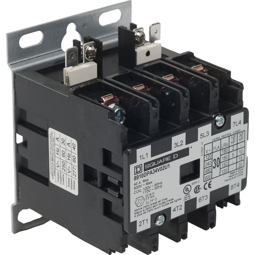 Mayer-DDS-Contactor, Definite Purpose, 30A, 4 pole, 20HP at 575VAC, 3 phase, 110/120VAC 50/60Hz coil, open, UL Listed-1