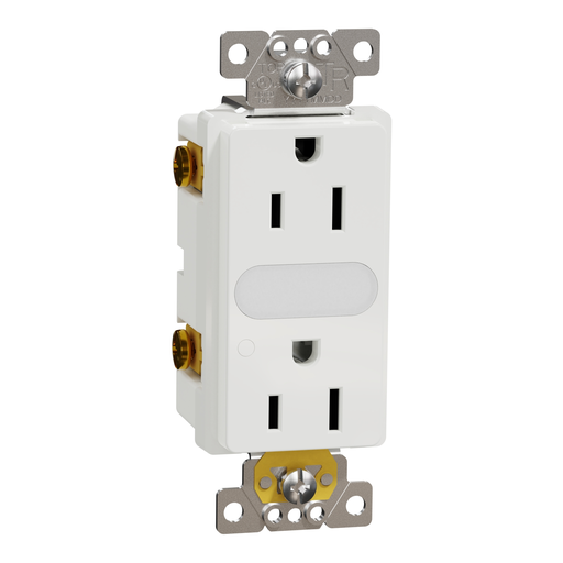 SQR57101WH - Socket-outlet, X Series, 15A, decorator, tamper resistant, lighted, residential, white, matte finish