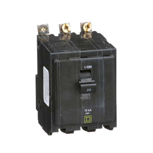 Picture of QOB320 - Mini circuit breaker, QO, 20A, 3 pole, 120/240VAC, 10kA, bolt on