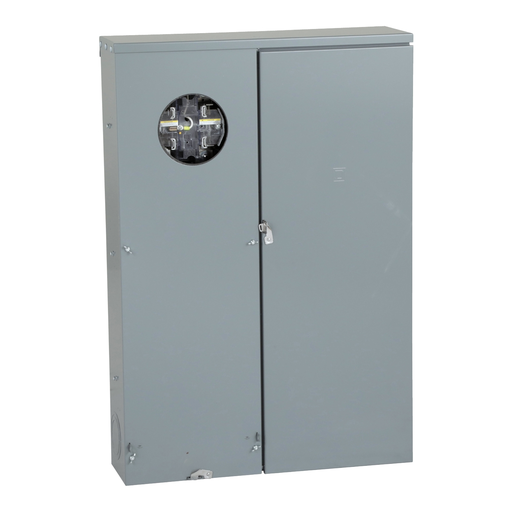 Picture of QU816D400CL - Meter mains, QO, CSED, ringless socket, 400A, surface mount, maximum 8 spaces, 16 circuits, Class 320 with lever bypass