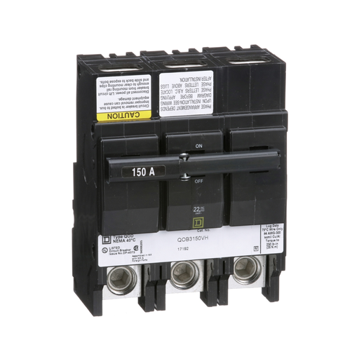 Picture of QOB3150VH - Mini circuit breaker, QO, 150A, 3 pole, 120/240VAC, 22kA, bolt on