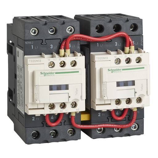 Mayer-DDS-NEMA Contactor, TeSys N, reversing, Size 2, 45A, 25HP at 460VAC, 3 pole, 3 phase, 120VAC 50/60Hz coil, open-1