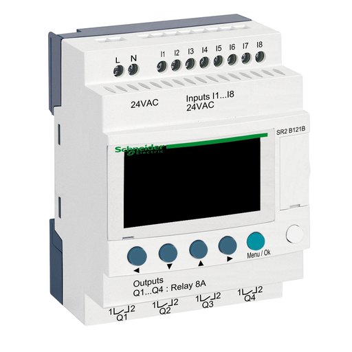 SR2B121B - compact smart relay, Zelio Logic SR2 SR3, 12 IO, 24V AC, clock, display