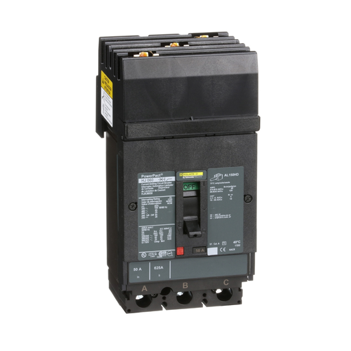 Picture of HJA36050 - Circuit breaker, PowerPacT H, 50A, 3 pole, 600VAC, 25kA, I-Line, thermal magnetic, 80%, ABC