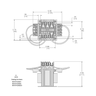 Mayer-DDS-Industrial control transformer, Type TF, 1 phase, 250VA, 240x480V primary, 120V secondary, 50/60Hz-2