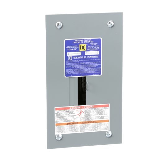 Picture of QO24L70F - Load center, QO, 1 phase, 2 spaces, 4 circuits, 70A fixed main lugs, NEMA1, flush cover