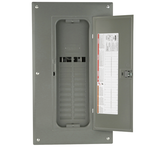 Mayer-DDS-Load center, Homeline, 1 phase, 24 spaces, 48 circuits, 125A convertible main lugs, PoN, NEMA1, gnd bar, combo cover-2