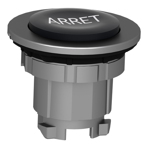 Mayer-DDS-Head for illuminated push button, Harmony XB4, metal, black, 30mm, spring return, white marked ARRET-2