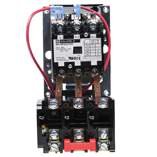 Mayer-DDS-NEMA starter, Definite Purpose, 25A, 20HP at 600VAC, 3 phase, 3 pole, melting alloy, 208V to 240VAC coil, open-2