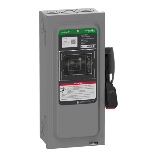 VH221N - Safety switch, VisiPacT, heavy duty, fused, viewing window, NEMA 1, 240V, 30A, 2 pole, neutral installed