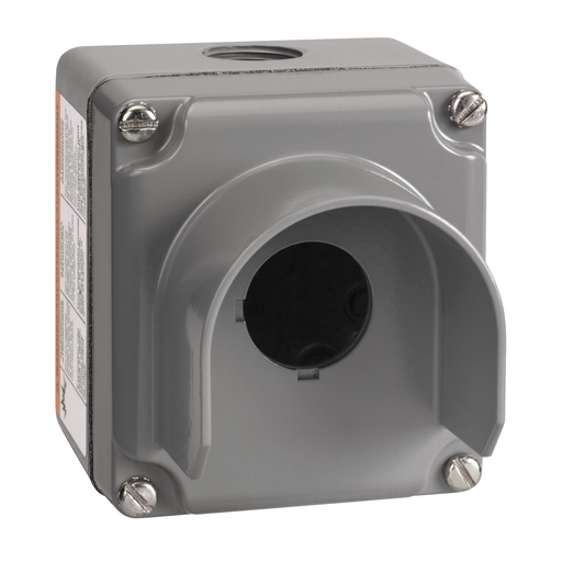 Mayer-DDS-30mm push button, Type K, guarded enclosure, one opening, integral guard, gray, NEMA 1, 3, 4, 13-1