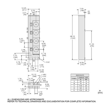 Mayer-DDS-Branch unit, EZ Meter-Pak, 125A, 4 x 4 jaw sockets, 120/240VAC, no bypass, ringed, 800A Al busbar-2