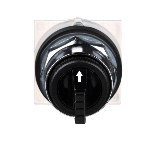 Mayer-DDS-30mm Push Button, Type K, selector switch, 3 position, C cam, spring return both sides to center, black knob-2