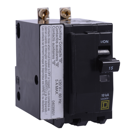 Mayer-DDS-Mini circuit breaker, QO, 20A, 2 pole, 120/240VAC, 10kA, bolt on, aux switch 1B-1