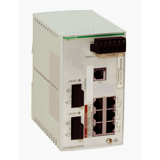 Mayer-DDS-network switch, Modicon Networking, basic managed, 6 ports for copper, 2 ports for fiber optic, multimode-1