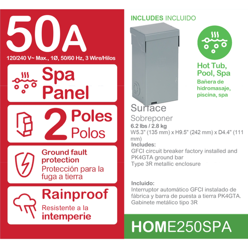 Mayer-DDS-Enclosed circuit breaker, Homeline, 2 pole, 50A, NEMA 3R, ground fault interrupt-2