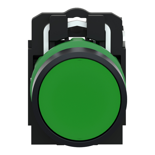 Mayer-DDS-Push button, Harmony XB5, plastic, flush, green, 22mm, spring return, unmarked, 1NO-2