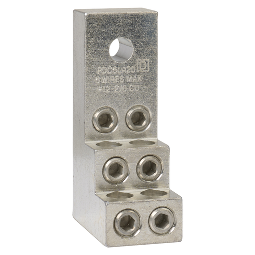 Product image for Square D PDC6LA20 Cb 12 to 2/0 AWG Copper Conductor Aluminum Circuit Breaker Power Distribution Connector
