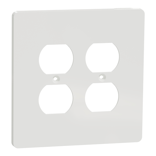 Picture of SQWS422012WH - Cover frame, X Series, for 2 duplex socket-outlet, 2 gangs, screw fixed, mid sized plus, white, matte finish