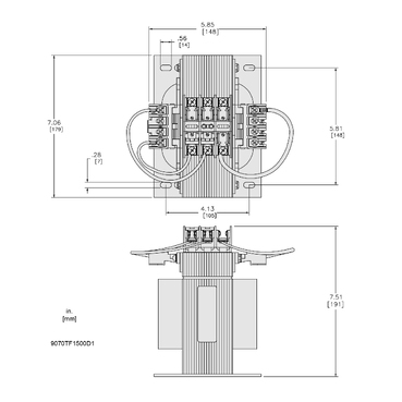 Mayer-DDS-Industrial control transformer, Type TF, 1 phase, 1500VA, 240x480V primary, 120V secondary, 50/60Hz-2