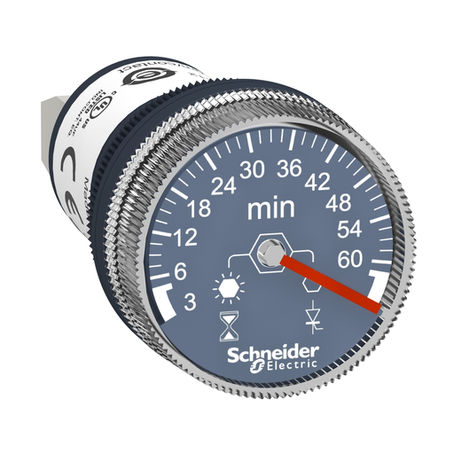 XB5DTGM5 - Panel mounted timer monofunction, Harmony XB5, plastic, 22mm, time delay 3...60min, 100...240V AC DC
