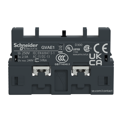 Mayer-DDS-TeSys Deca Manual Starter and Protector, auxiliary contact block, 1 NO or NC, top mount, screw clamp-2