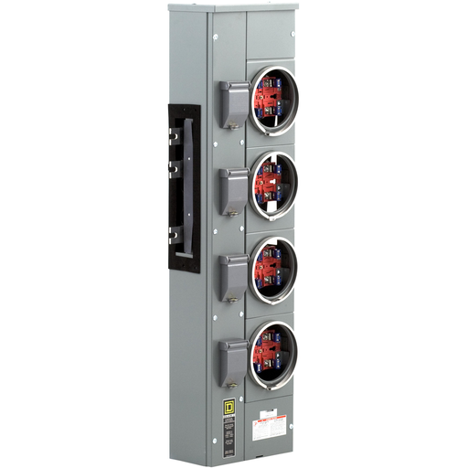 EZM114125 - Branch unit, EZ Meter-Pak, 125A, 4 x 4 jaw sockets, 120/240VAC, no bypass, ringed, 800A Al busbar