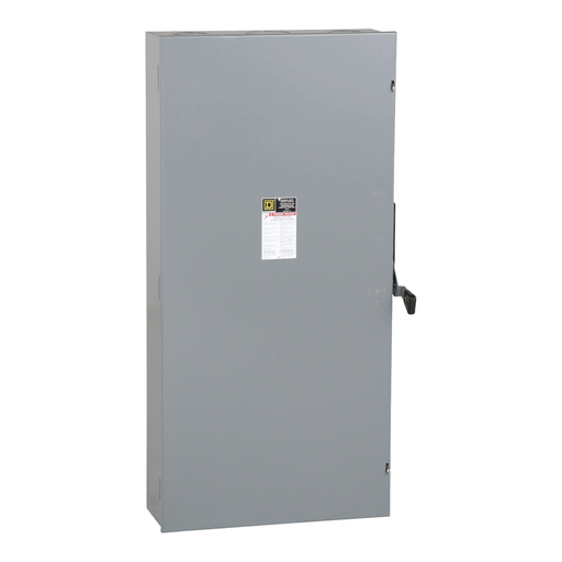 D326N - Safety switch, general duty, fusible, 600A, 3 pole, 150hp, 240VAC, NEMA 1, neutral factory installed