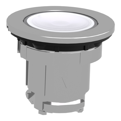 Mayer-DDS-Head for illuminated push button, Harmony XB4, black metal, white flush, 30mm, spring return, universal LED, unmarked-2