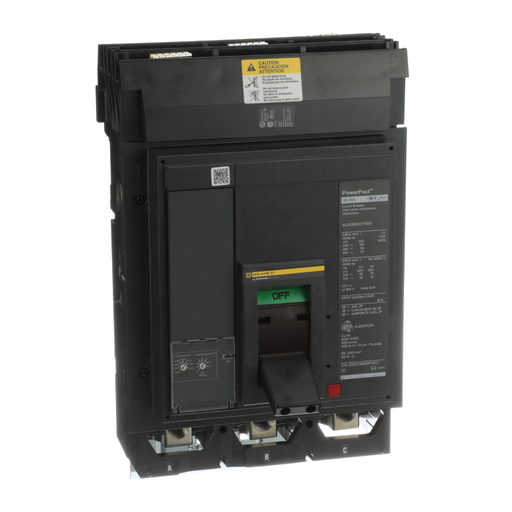 MJA36800E10 - Circuit breaker, PowerPacT M, 300A to 800A, 3 pole, 600VAC, 25kA, I-Line, adjustable trip, 80%, ABC