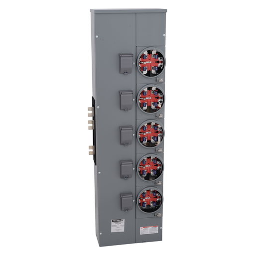 Mayer-DDS-Branch unit, EZ Meter-Pak, 125A, 6 x 5 jaw sockets, 120/240VAC, horn bypass, ringless, 800A Al busbar-2