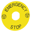 Legend, Harmony 9001K, Harmony 9001SK, 30mm, plastic, yellow with black letters, 60mm circular for emergency stop, marking EMERGENCY STOP