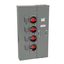 Meter center, MP Meter-Pak, 4 sockets, no bypass, 5 jaws, 600A bus, 200A max breaker rating, ringless