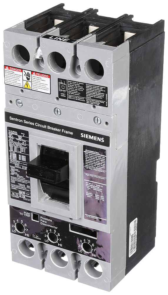 Product image for Siemens HFD63F250 600 VAC/500 VDC 70 to 250 Amp 3-Pole 25 kA Circuit Breaker Frame