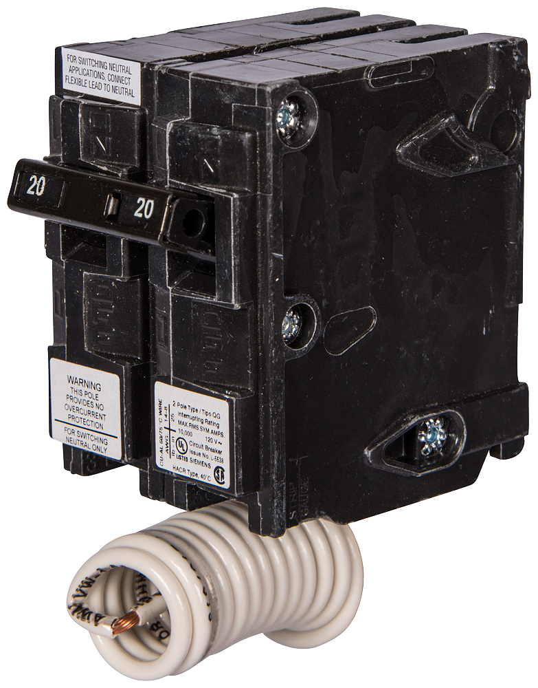 Product image for Siemens QG220 2-Pole 120 VAC 20 Amp Common Trip Circuit Breaker