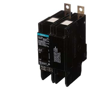 Product image for Siemens BQD260 2-Pole 60 Amp 480 VAC 14 kA Molded Case Circuit Breaker