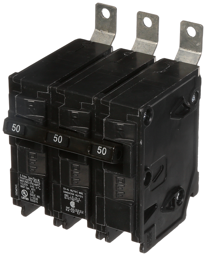 Product image for Siemens B350 3-Pole 50 Amp 240 Volt 10 K Circuit Breaker