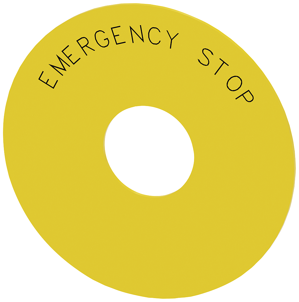 Product image for Siemens 3SU19000BC310DA0 75 mm Emergency Stop Yellow Round Push Button Backing Plate