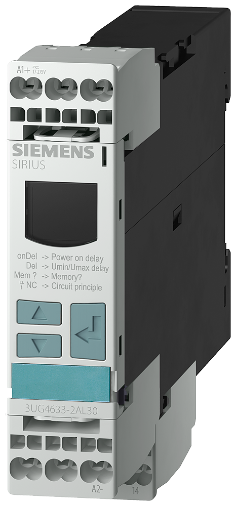 Product image for Siemens 3UG4633-1AL30 17 to 275 VAC 17 to 275 VDC 1-Pole 1CO Voltage Monitoring Relay
