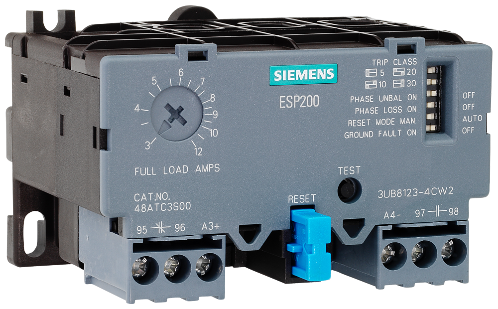 Product image for Siemens 3UB81234CW2 3 to 12 Amp 1NO 1NC Solid State Overload Relay
