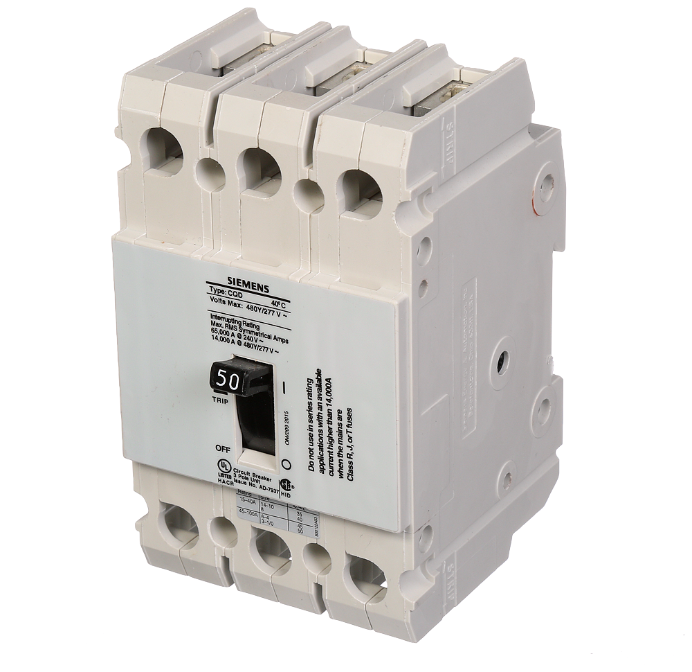 Product image for Siemens CQD350 BREAKER CQD 3P 50A 480/2