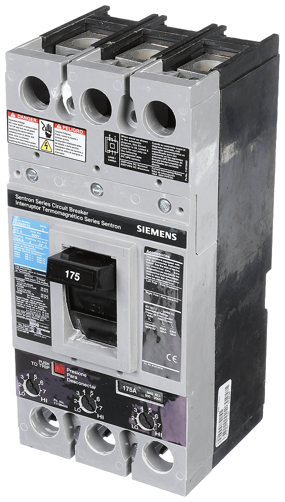 Product image for Siemens FXD63B175L 3-Pole 175 Amp 600 VAC 22 kA ETI Circuit Breaker